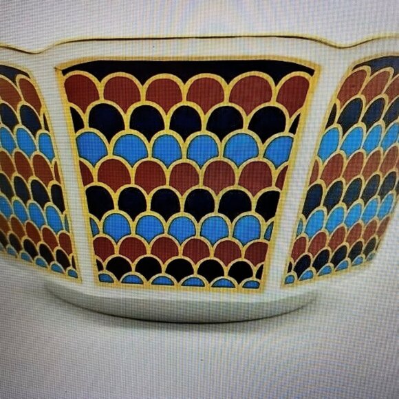PENNON Bowl 8" RARE Vintage Gail Levites 4 Taste Setter Sigma gold/blue/burgundy - Picture 1 of 1